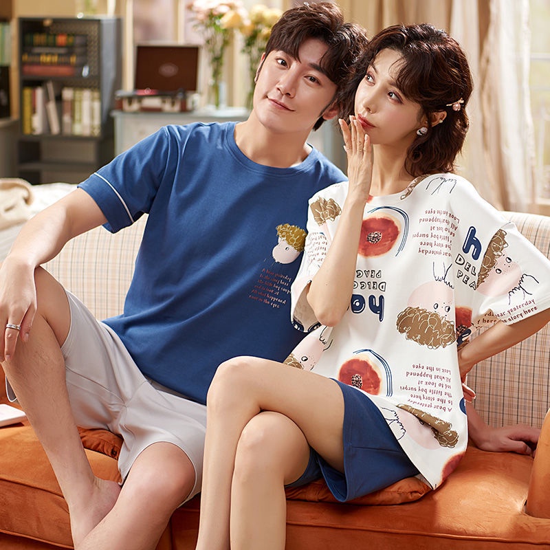 Bộ Đồ Ngủ Áo Tay Ngắn Và Quần Ngắn Bằng Cotton Phong Cách Hàn Quốc Dành Cho Nữ