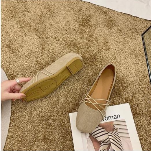 Giày búp bê da lộn nơ dây mảnh cực xinh G031 | BigBuy360 - bigbuy360.vn