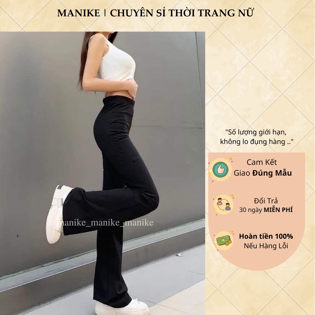 Quần Ống Loe Cạp Cao Dáng Dài MANIKE, Quần legging Nữ Thun Dáng Dài Ôm Mông Ống Loe | BigBuy360 - bigbuy360.vn