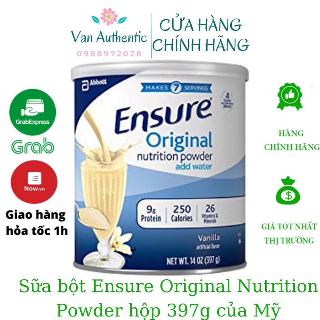 Sữa bột Ensure Original Nutrition Powder hộp 397g của Mỹ