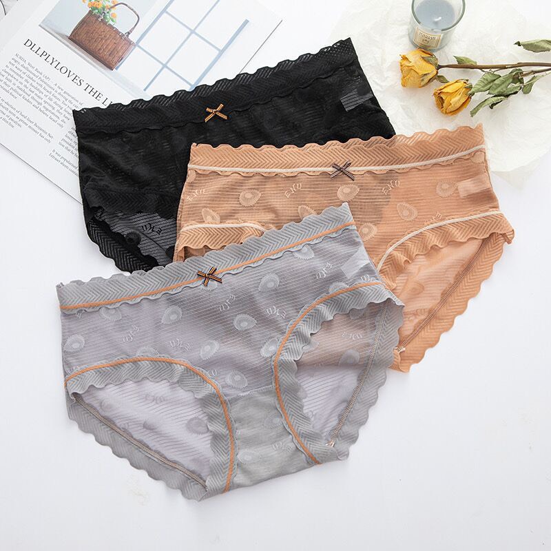 Quần Lót Ren viền sóng có nơ nhỏ ở giữa mặc thoáng mát tôn dáng mẫu A47