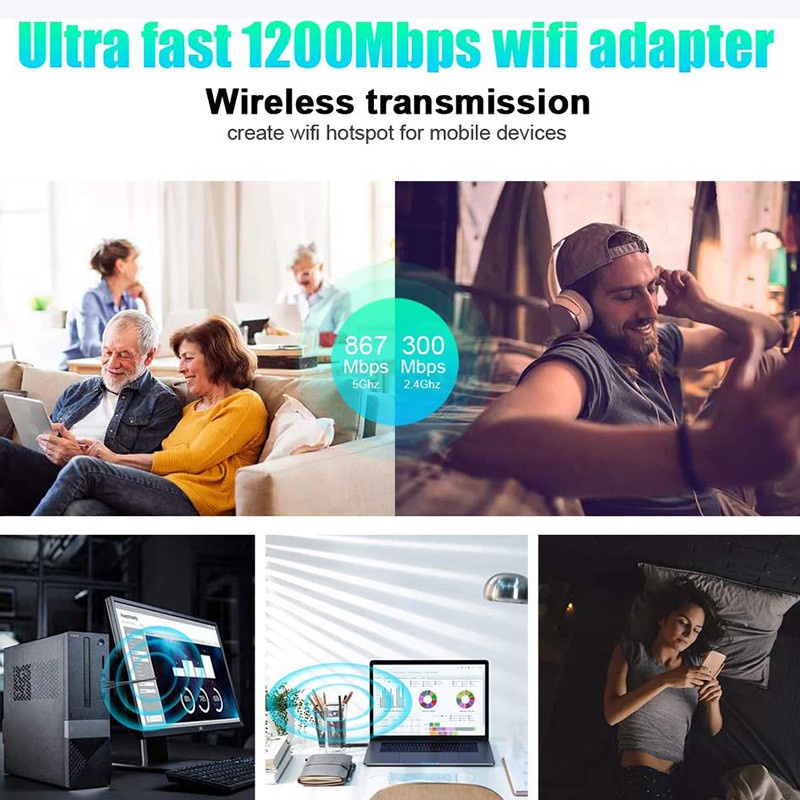 Bộ Chuyển Đổi Ăng Ten Wifi Băng Tần Kép 1200mbps 5dbi | BigBuy360 - bigbuy360.vn