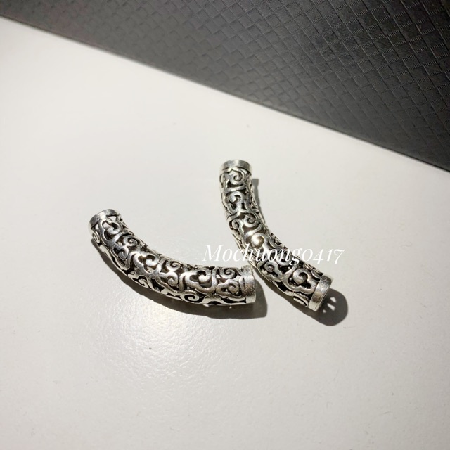 [FREE SHIP] Charm ống bạc chạm hoa văn - Hàng siêu đẹp bạc loại 1 PH316