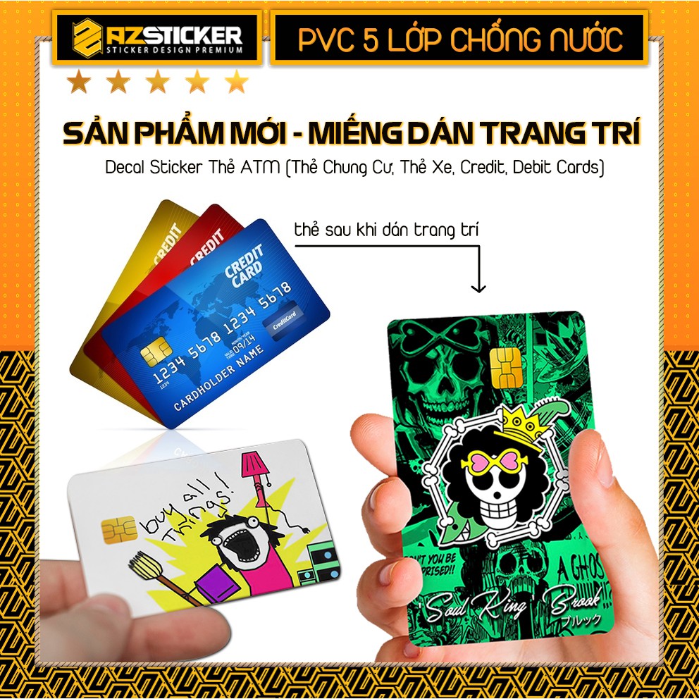 Tổng Hợp Decal Sticker Dán Thẻ ATM ( Thẻ Chung Cư , Thẻ Gửi Xe , Credit, Debit Cards ) | Decal Chủ Đề One PIce