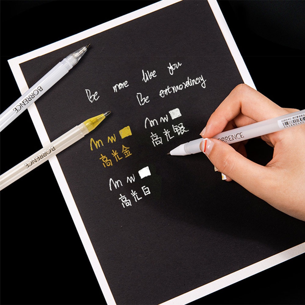KMIME Bút Mực Gel Trắng Ngòi Mảnh 0.8mm Màu Đen Dành Cho Họa Sĩ Vẽ Phác Thảo