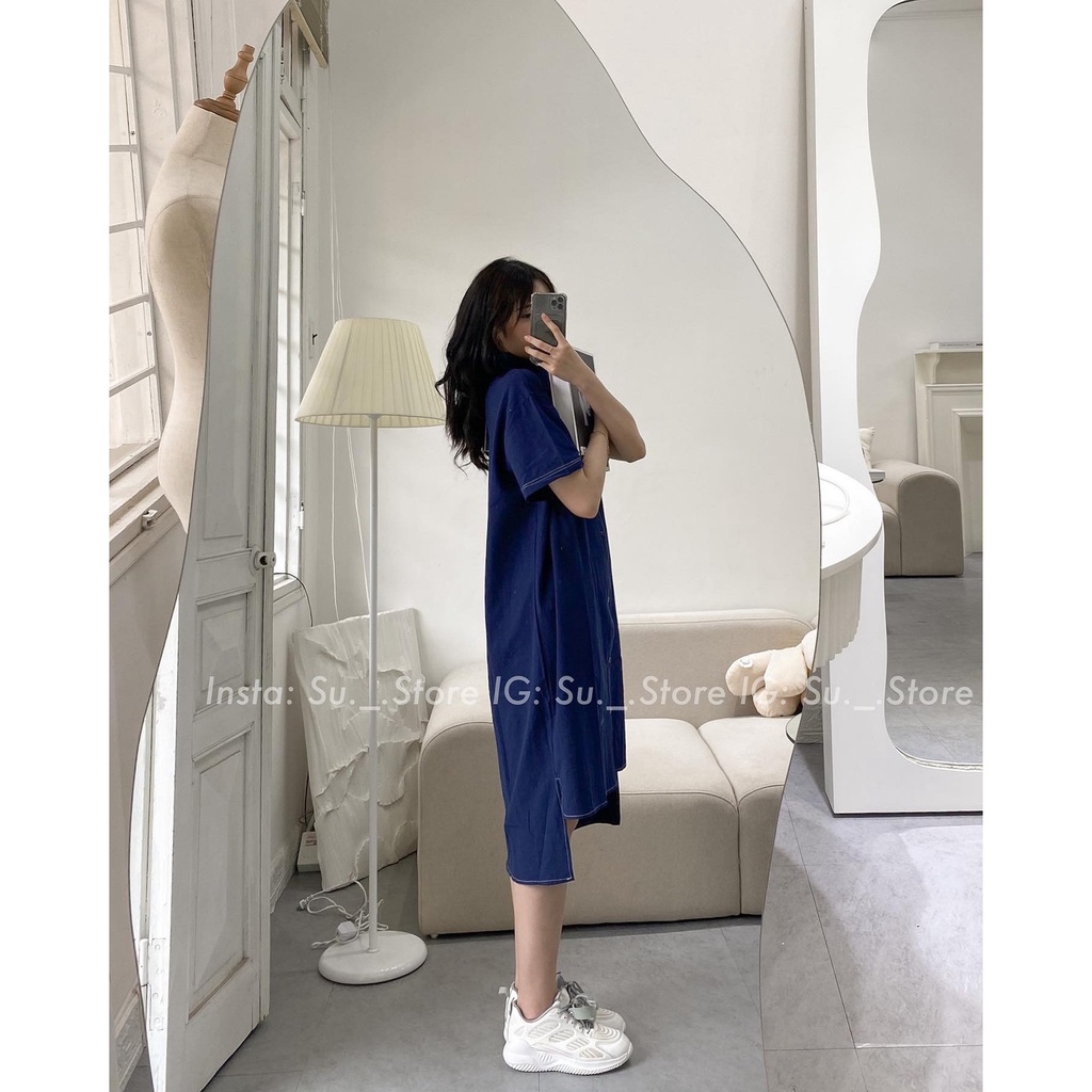 Váy sơ mi thô túi ngực trơn V652 SUSTORE