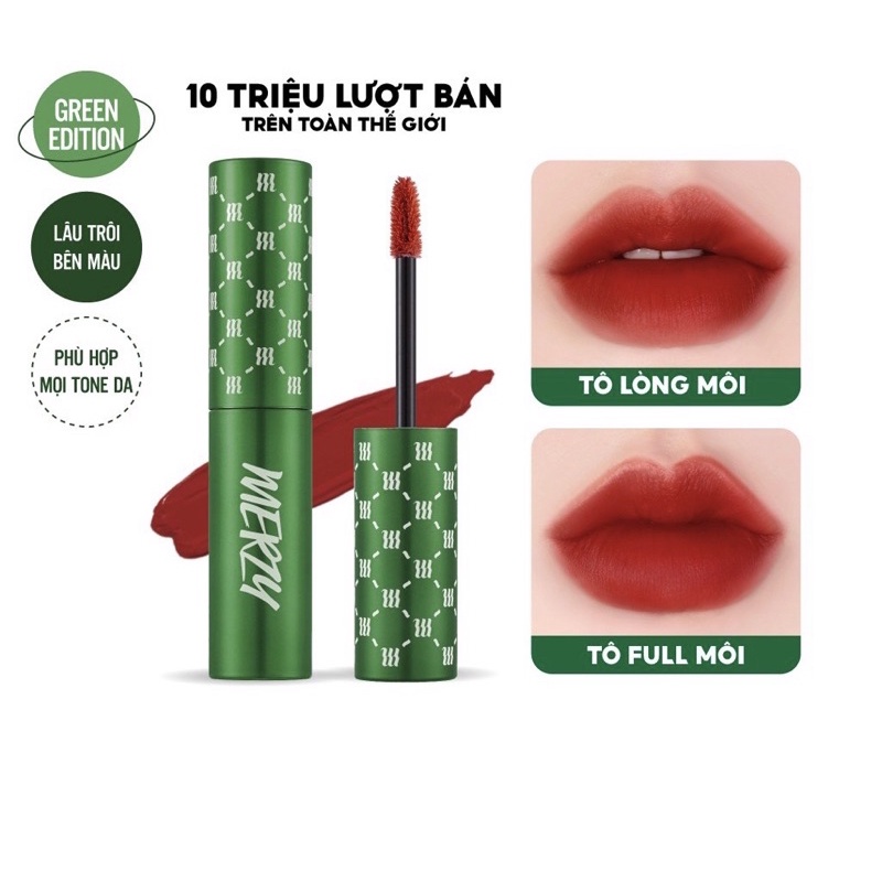 Son kem siêu mịn Merzy The First Velvet Tint V6 Green bản Noel giới hạn