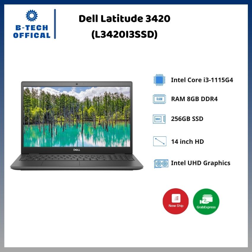 [ TẶNG VOUCHER 150K ] Laptop Dell Latitude 3420 (L3420I3SSD)/ Black/ Intel Core i3-1115G4 (3.00 Ghz, 6 MB)/ RAM 8GB DDR4