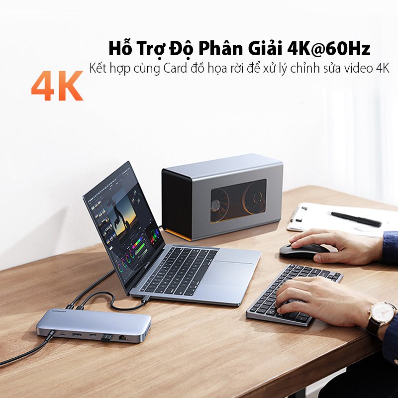 Bộ chuyển đổi THUNDERBOLT 3 (USB TYPE-C) UGREEN 80547 -HUB12 IN 1 (SUPPORT DP 8K@60HZ DC 24V 5A 120W)