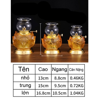 Đèn Dầu Hoa Sen Thủy Tinh 09