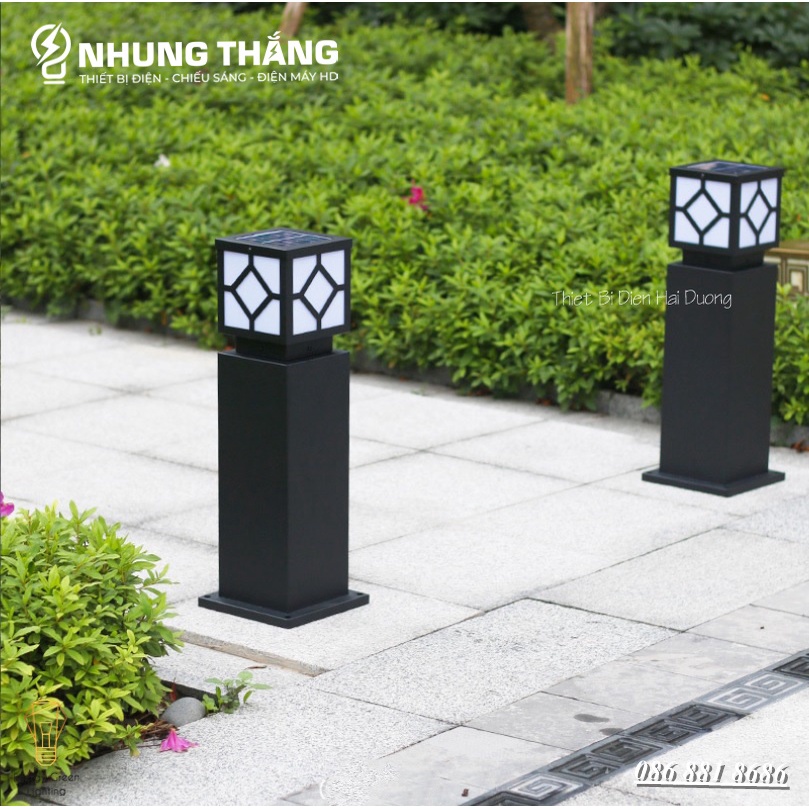 Đèn Sân Vườn Trụ Cột DSV-1165 Chống Nước - Chiều Cao 60cm - Cắm Điện Và Dùng Năng Lượng Mặt Trời -Có Khiển -Kèm Bóng Led