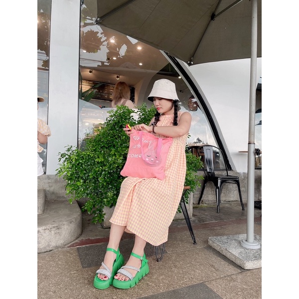 Túi xách tote thỏ canvas vừa A4 đeo vai đeo chéo 3D có khoá kéo thời trang xinh xắn mùa hè Diomi