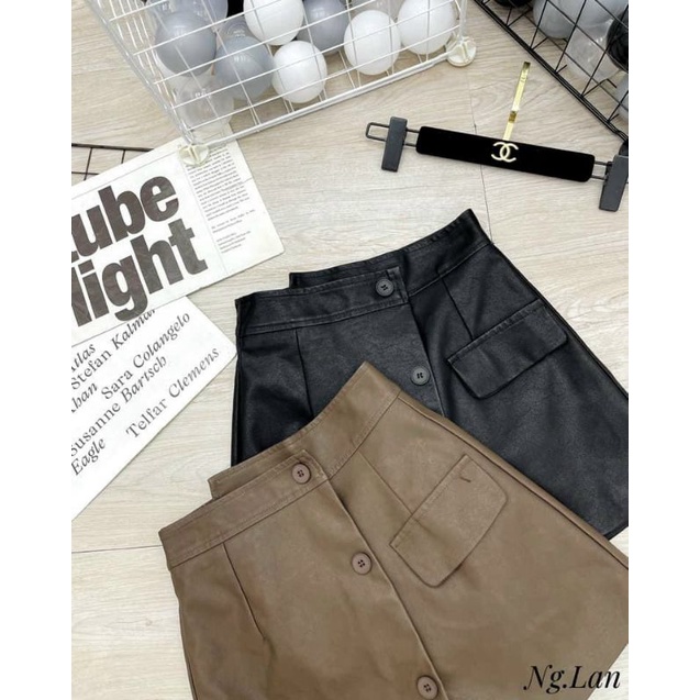 Quần giả váy da khuy chéo hàng QCL1
