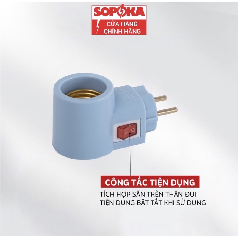 Đui đèn liền phích cắm Sopoka có công tắc tiện lợi, an toàn khi sử dụng