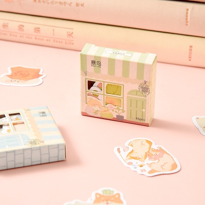 Bộ 45 Miếng Dán Trang Trí Nhật Ký Thiết Kế Dễ Thương