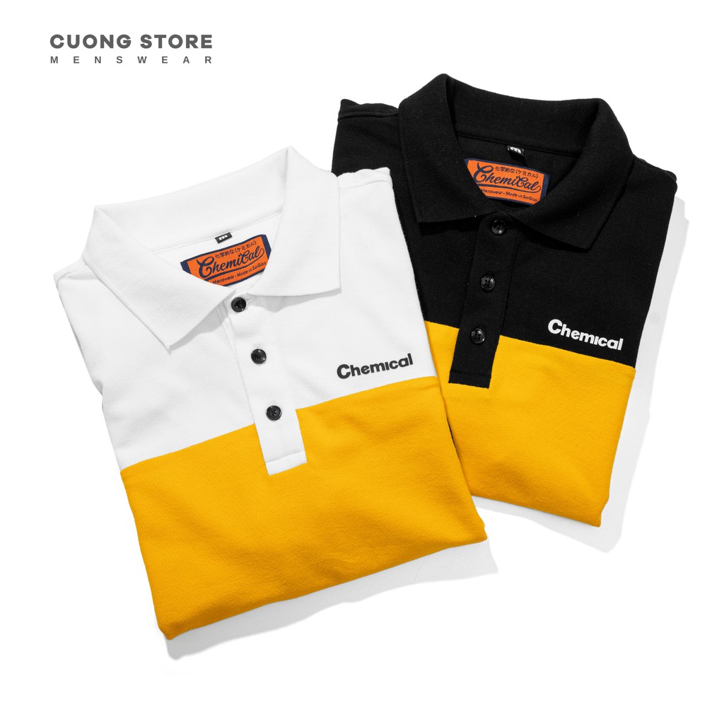 Áo polo nam cổ bẻ phối ngang CHEMICAL 2101015 chất cotton cao cấp, dày dặn, chuẩn form - CUONG STORE
