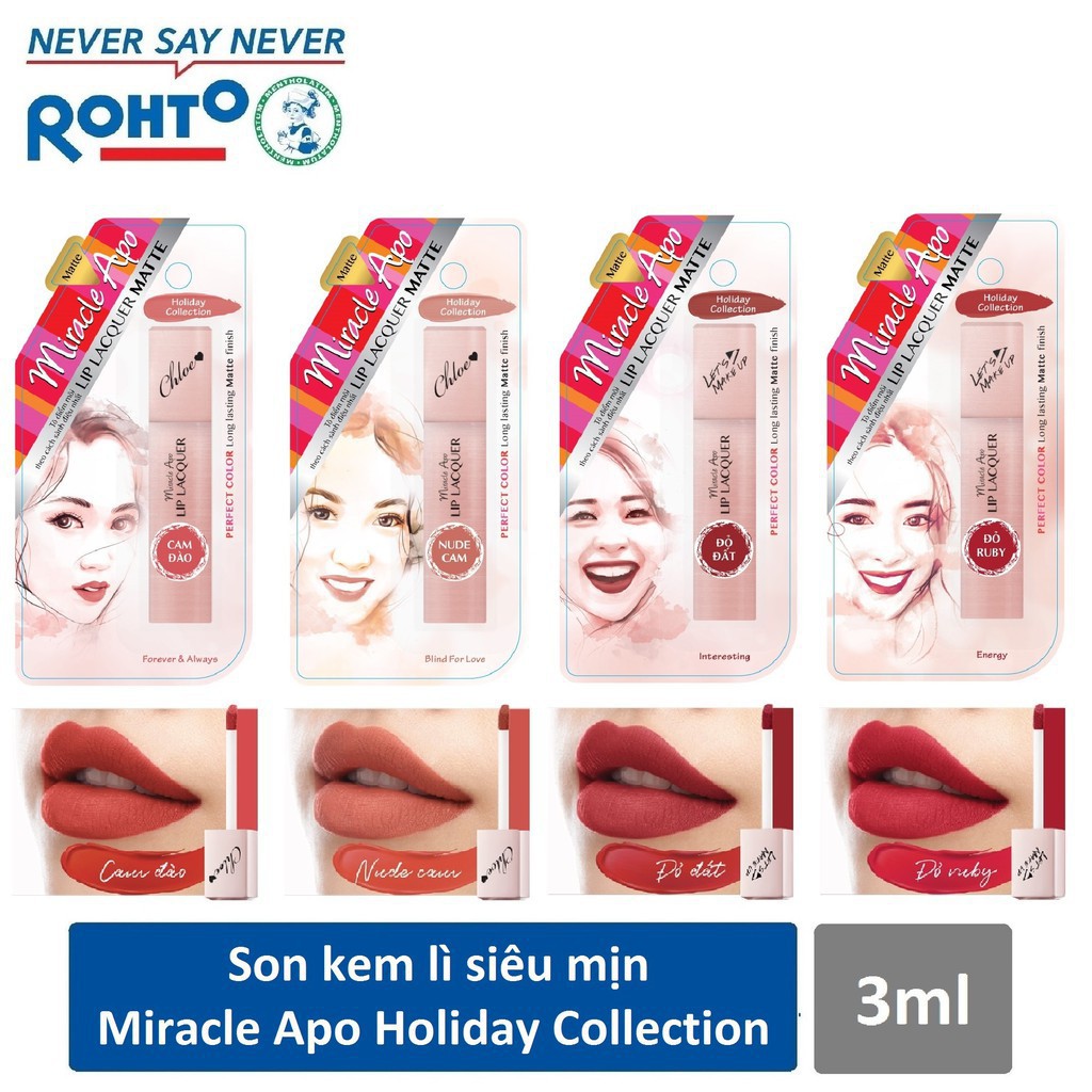 ✅ (CHÍNH HÃNG) Son kem lì Miracle Apo Lip Lacquer Matte Holiday Collection 3ml