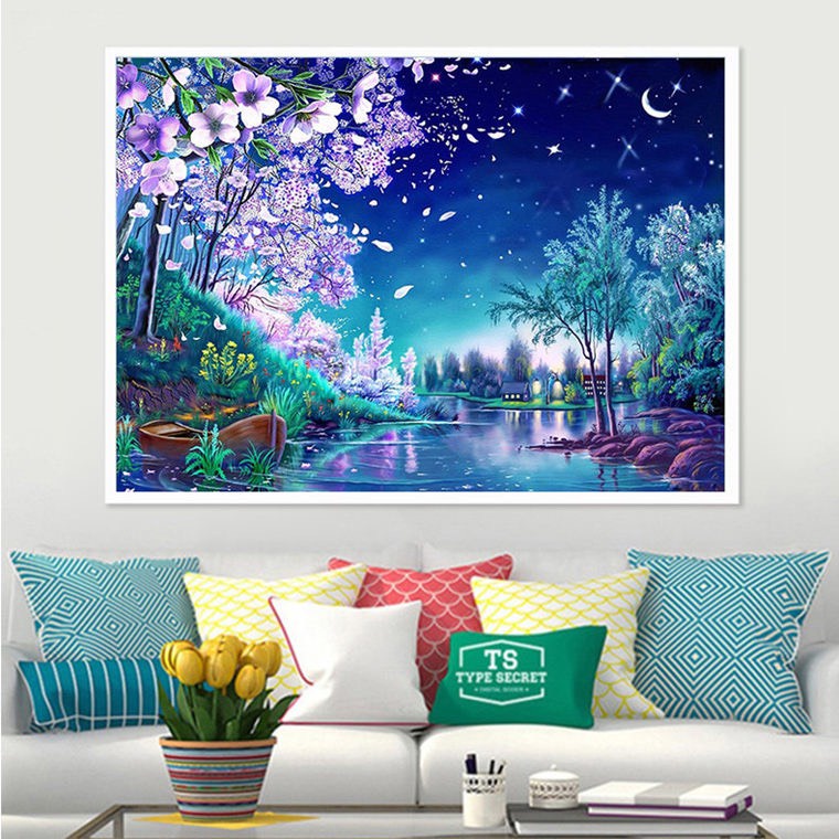 Tranh thêu chữ thập - Đêm trăng