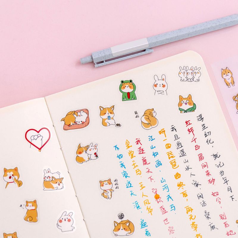 Miếng dán PVC hình cún cưng hoạt hình dễ thương trang trí sổ lưu niệm DIY
