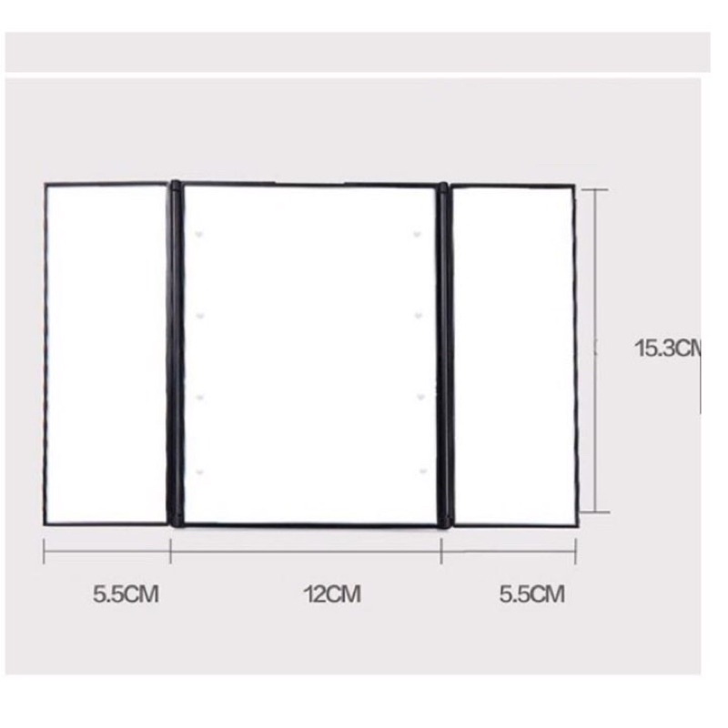 Gương trang điểm đê bàn 3 mặt gấp gọn kèm đèn led