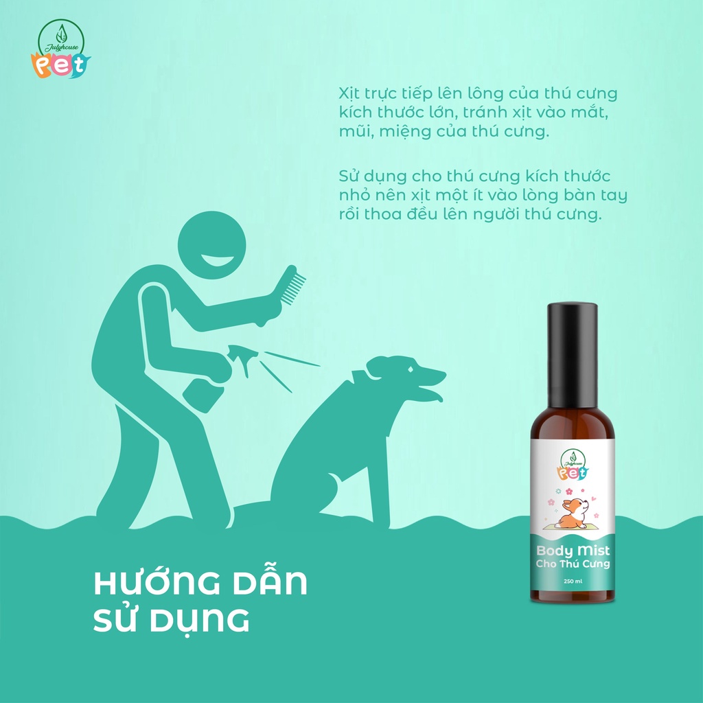 Bodymist xịt thơm khử mùi cho chó mèo 20ml JulyHouse dưỡng da lông, thơm lâu hương nước hoa