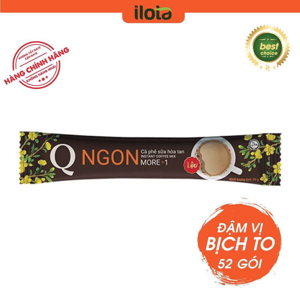 Cà Phê Hoà tan 3 in 1 Ngon (Bịch To 52 gói x 20gr) Q Cafe sữa uống liền Express Trần Quang Coffee