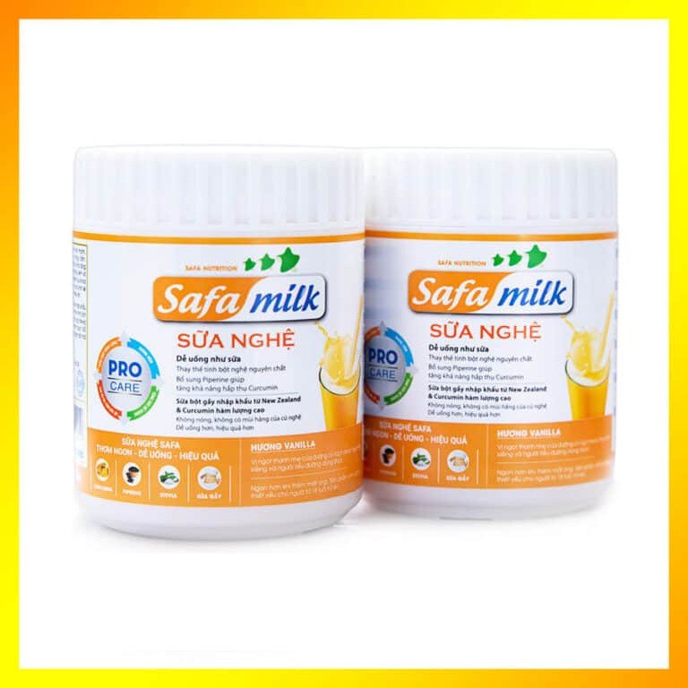 Combo 2 Hộp Sữa Nghệ Safa Milk 100Gr Làm Trắng Da, Giảm Đau Dạ dày