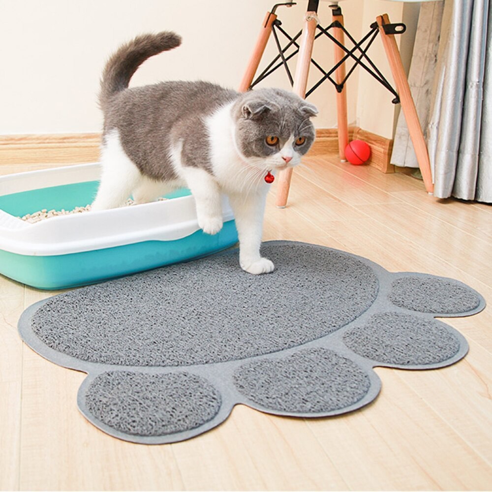 Thảm chùi chân chống văng cát ra ngoài cho mèo hình bàn chân chất liệu cao su dễ dàng vệ sinh và an toàn size S