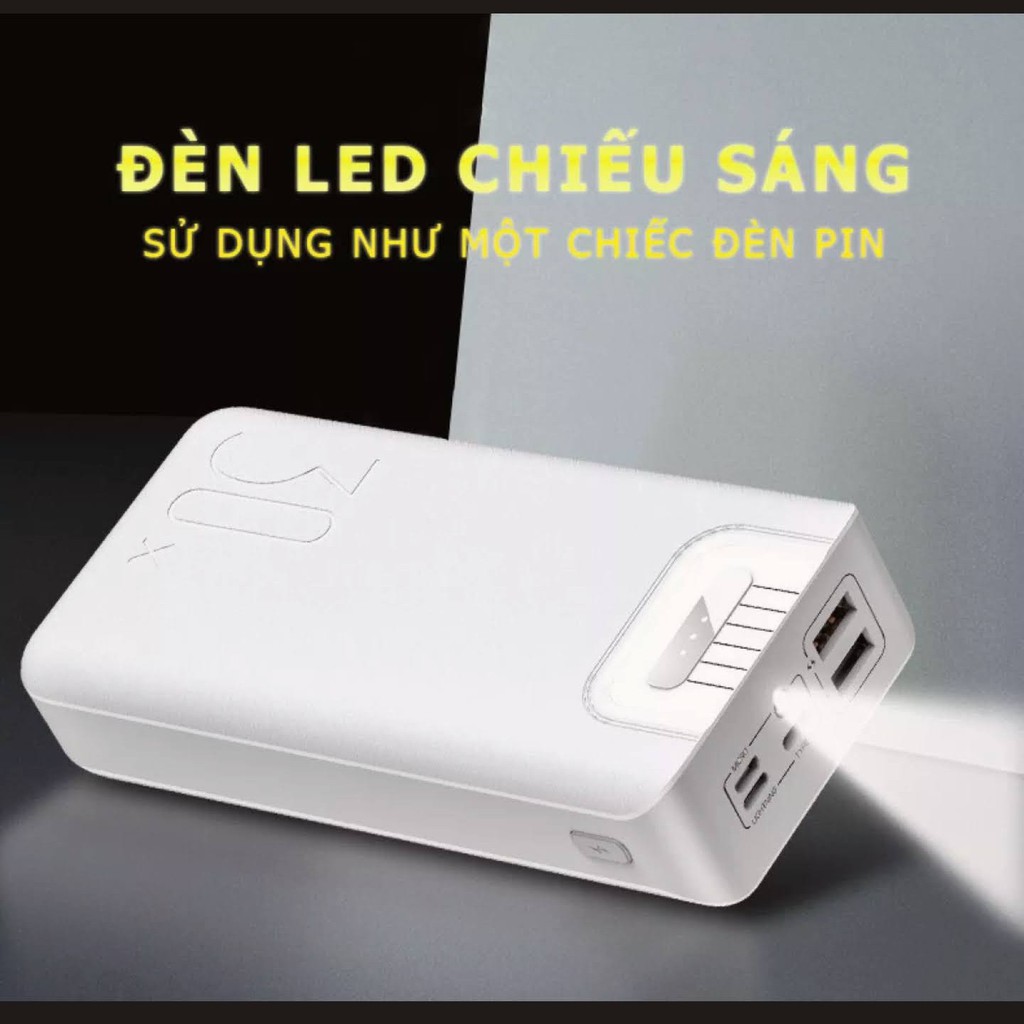 Sạc Dự Phòng 30000mahHàng Chính HãngPin Sạc Dự Phòng 30000mah Với Màn Hình Led Hiển Thị Thông Số Pin Đi Kèm 2 Cổng Sạc