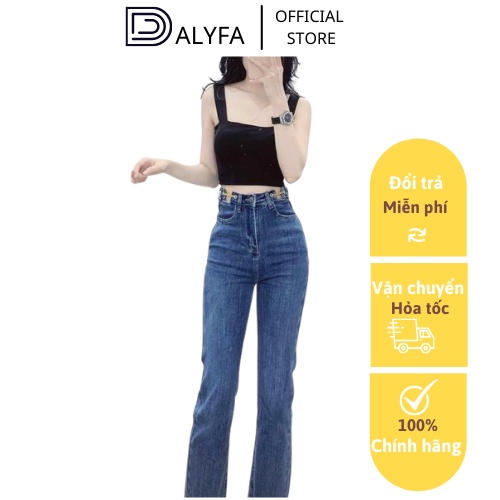 [ Hàng Cao Cấp ] Quần bò jean dài ống suông rộng cạp cao DALYFA chất vải dày dặn loại 1 mặc đi học đi làm đi chơi CD084