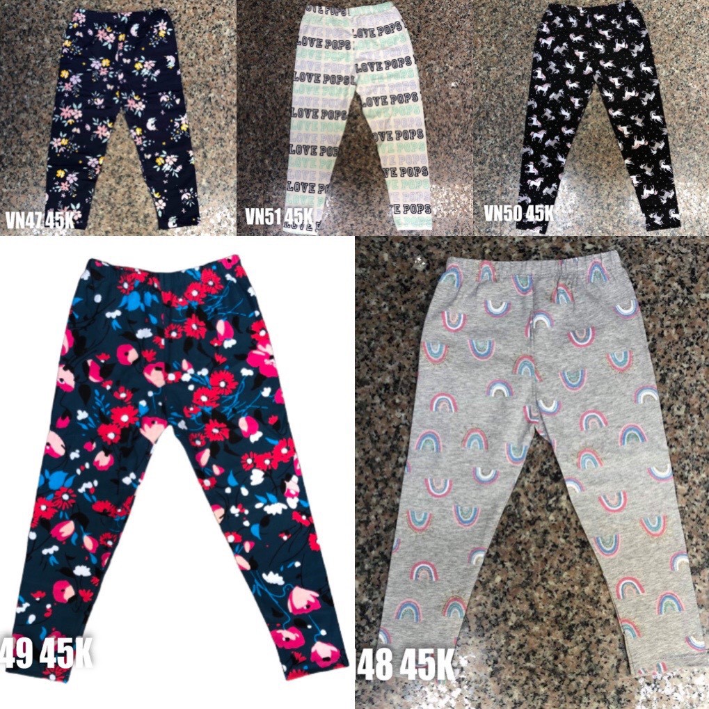 Quần Legging Bé Gái, Thun Cotton Mềm Mát Co Giãn 4 Chiều, Họa Tiết Xinh (20-40kg).