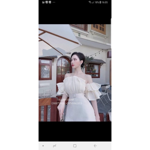 (Free ship) Mẫu HOT Trend Đầm TAPTA Phối Tơ Rèm Khoen Hở Vai Kiểu Dáng Sang Trọng UP HHP Fashion