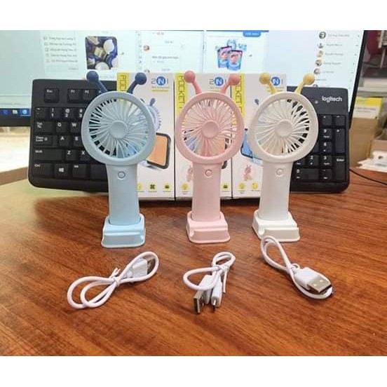 Quạt Cầm Tay MINI 2 Trong 1 Có Giá Để Điện Thoại