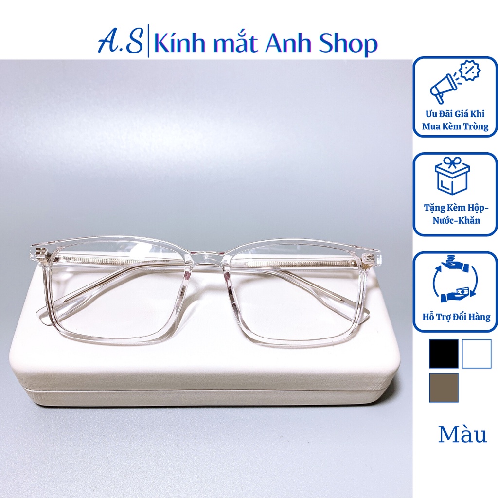 Gọng kính chữ nhật to thời trang chất liệu nhựa dẻo cốt kim loại bền đẹp 17166