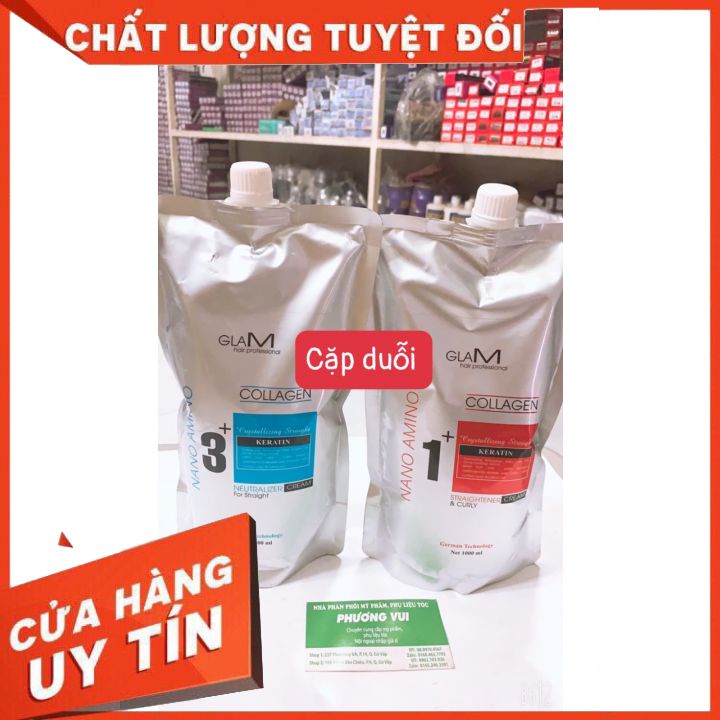 Bộ Kem Uốn Duỗi Tóc Kỹ Thuật Số GLAM Siêu Bóng ,Siêu Xoăn 1000ml x2- BỘ UẤN DUỖI ĐA NĂNG-TIỆN LỢI KHÔNG KHÔ TÓC KHÔNG HÔ