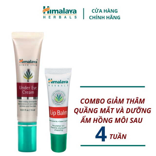 Combo dưỡng ẩm cho mắt và môi Himalaya Under Eye Cream 15g & Himalaya Lip Balm 10g