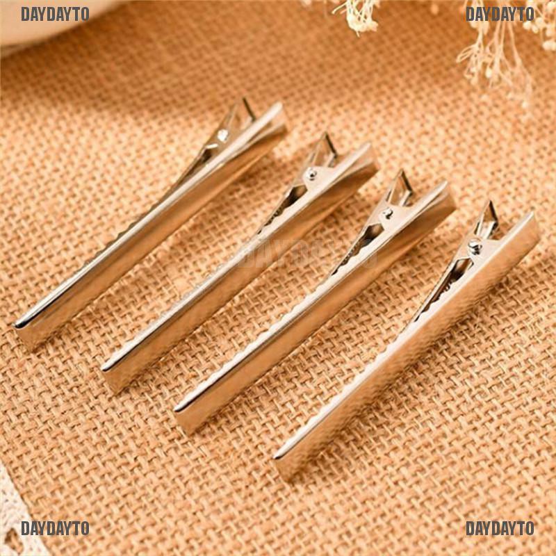 [DAYDAYTO] Set 20 Kẹp Tóc Cá Sấu Kim Loại Màu Bạc Mới DIY