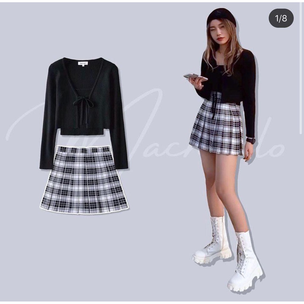 Chân váy kẻ caro