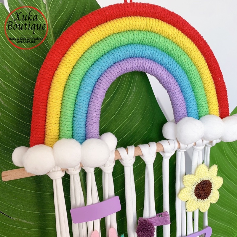 Phụ Kiện Treo Kẹp Tóc Cho Bé Hình Cầu Vồng Màu Sắc Đẹp Mắt Thích Hợp Trang Trí Phòng