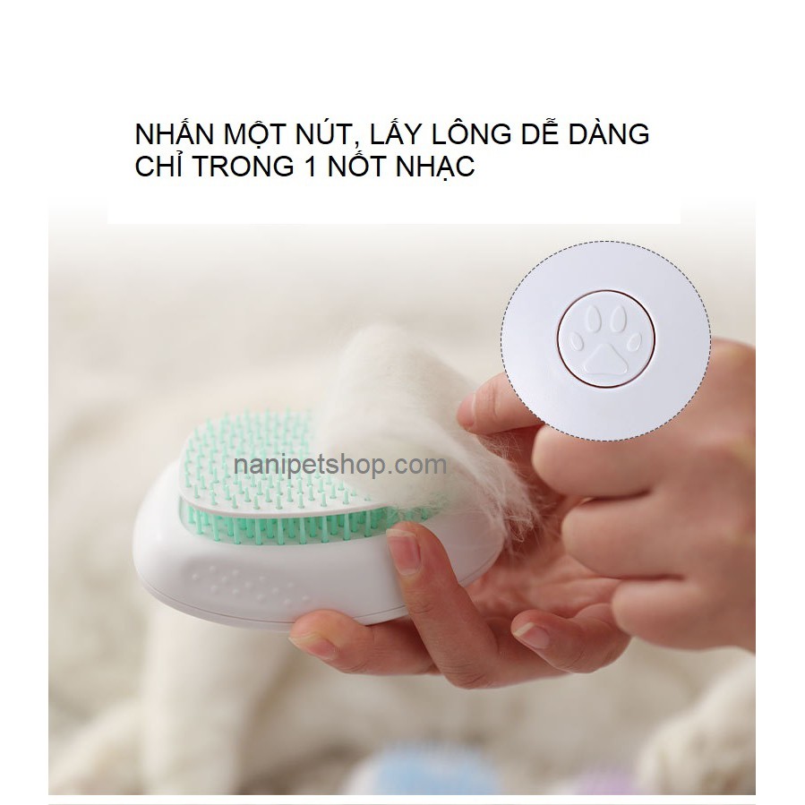 [NowShip] Lược chải lông chó mèo- Hình trứng cực kute - Gai massage và nút bấm gỡ lông tiện dụng - Nà Ní Pet Shop