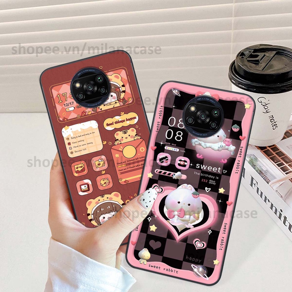 Ốp Xiaomi Poco X3 / Poco X3 Pro hình đồng hồ icon gấu mèo cute cực dễ thương ngộ nghĩnh