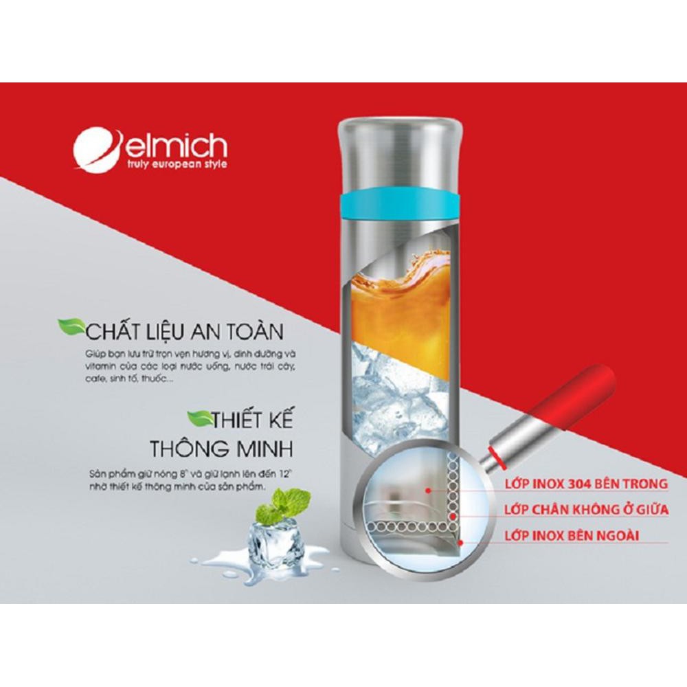 Bình giữ nhiệt Elmich cao cấp ❤️Chọn Mẫu❤ Inox 304 3 lớp cách nhiệt