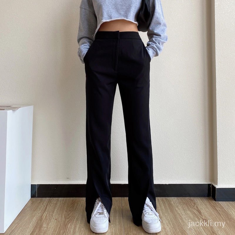 quần ống rộng Lưng Cao Xẻ Tà 2021s Thời Trang Mùa Hè Thu Mới Cho Nữ | BigBuy360 - bigbuy360.vn