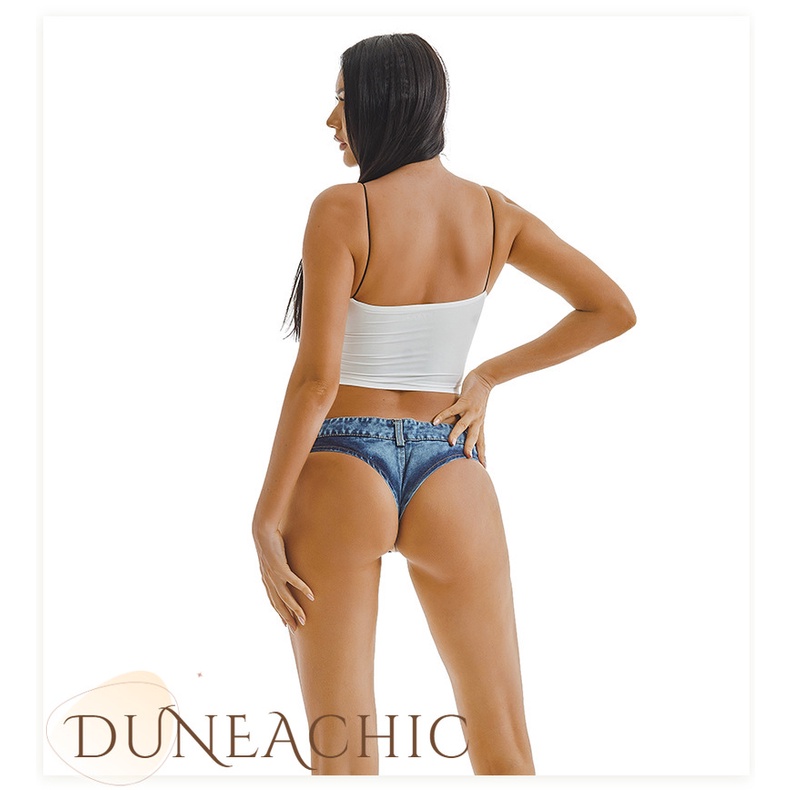 DUNEA Quần Short Denim Lưng Thấp Thiết Kế Quyến Rũ Cho Nữ