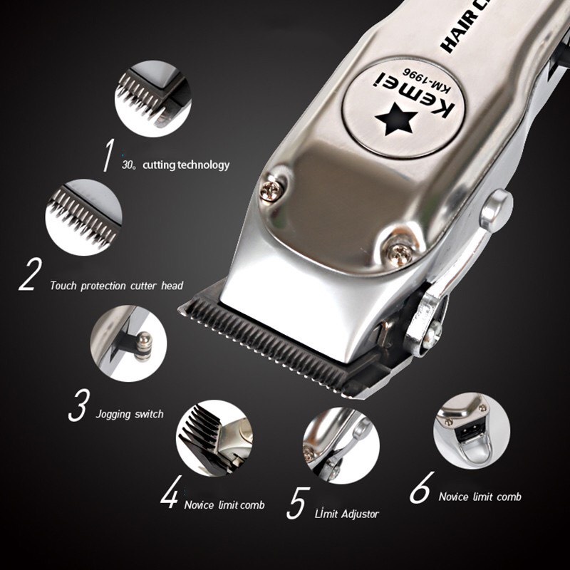 Tông Đơ Cắt Tóc Kemei KM-1997 Không Dây Cao Cấp Thân Kim Loại Chuyên Dụng Dành Cho Thợ Cắt Tóc