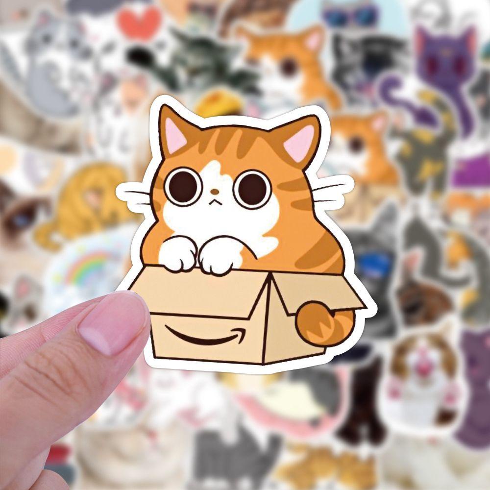 Bộ 50 Miếng Dán Trang Trí Hình Mèo Graffiti Dễ Thương
