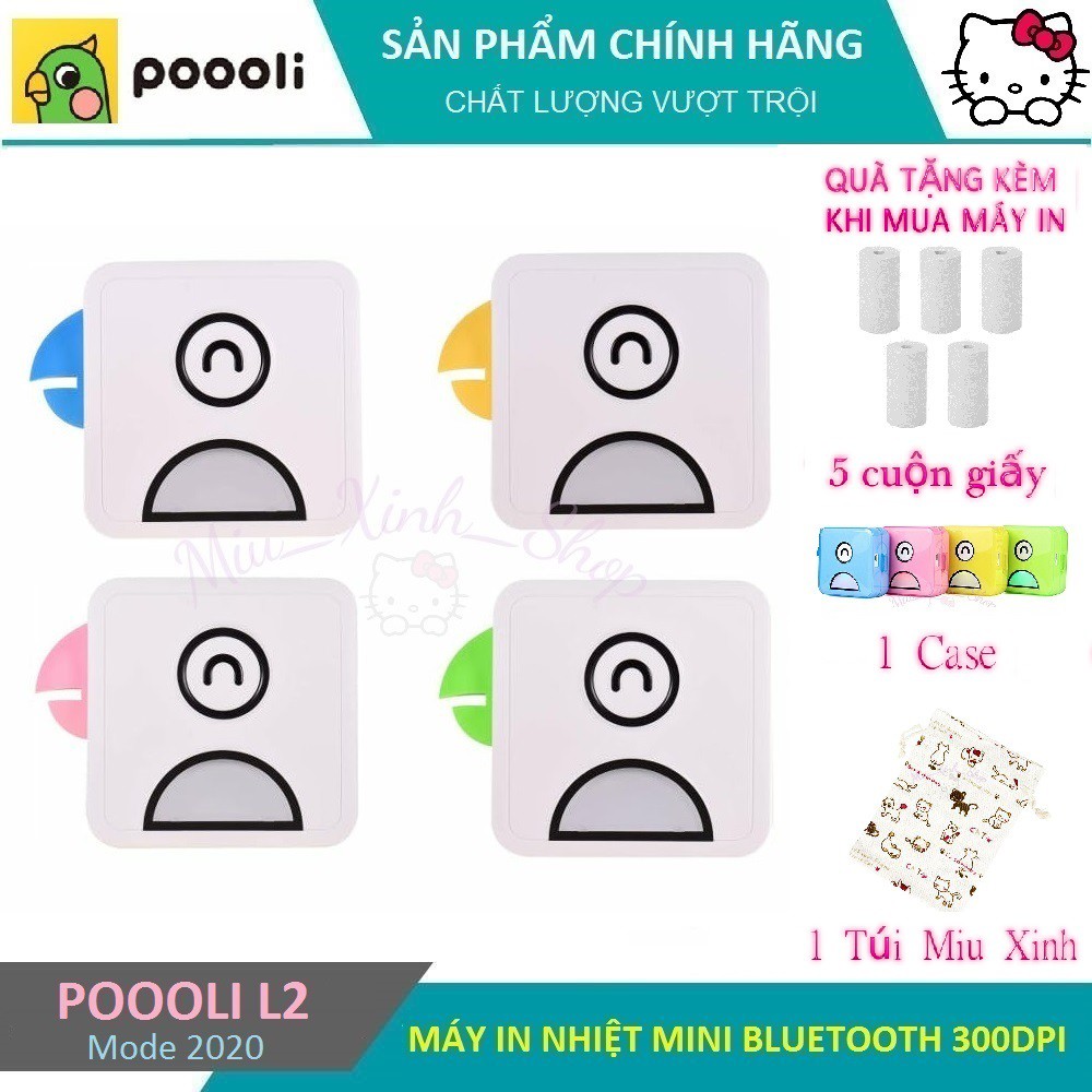 ❤ Dễ thương - Chính hãng Poooli ❤ Máy in nhiệt mini bluetooth L1, L2 không dây bỏ túi ❤ di động ❤ peripage a6 a6s