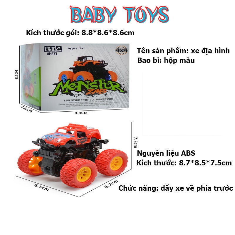 Xe ô tô đồ chơi địa hình mini quán tính chạy đà cho bé nhiều màu sắc,chạy xa, bền bỉ, nhựa ABS an toàn