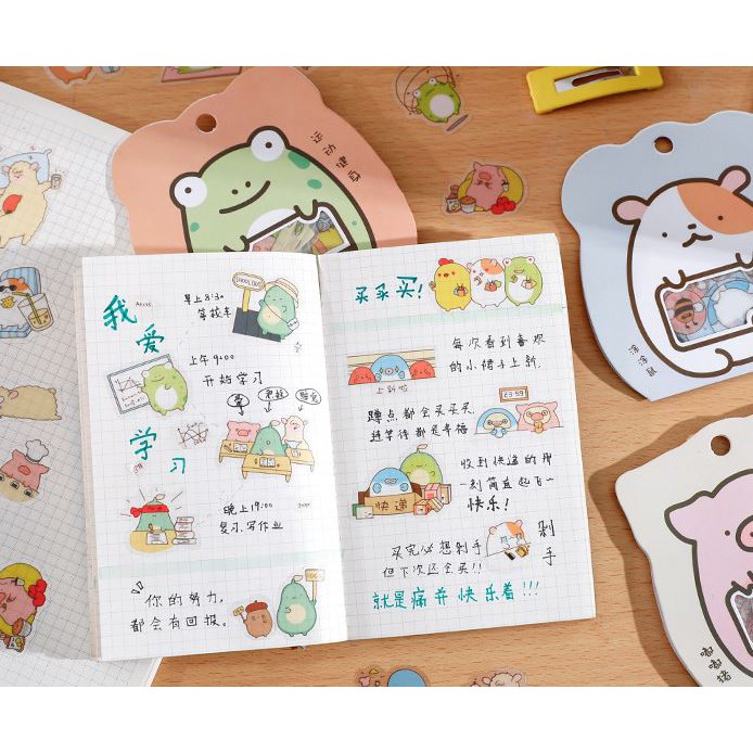 Bộ 50 Hình dán dễ thương phong cách Hàn Quốc độc đáo E99