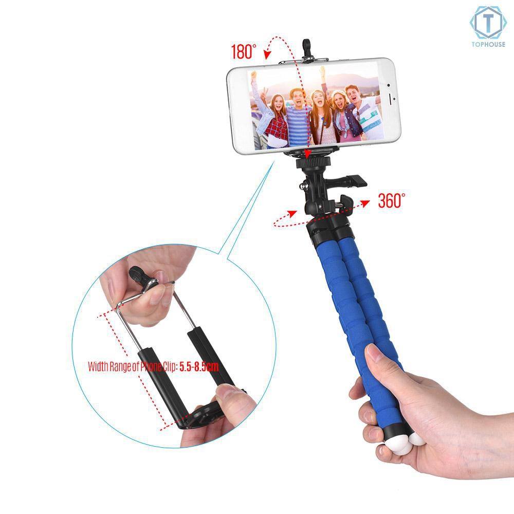 Chân Tripod Bạch Tuộc Xốp - Uốn Siêu Dẻo Mọi Địa Hình - Kẹp giá đỡ điện thoại , máy tính bảng siêu tiện lợi học onl